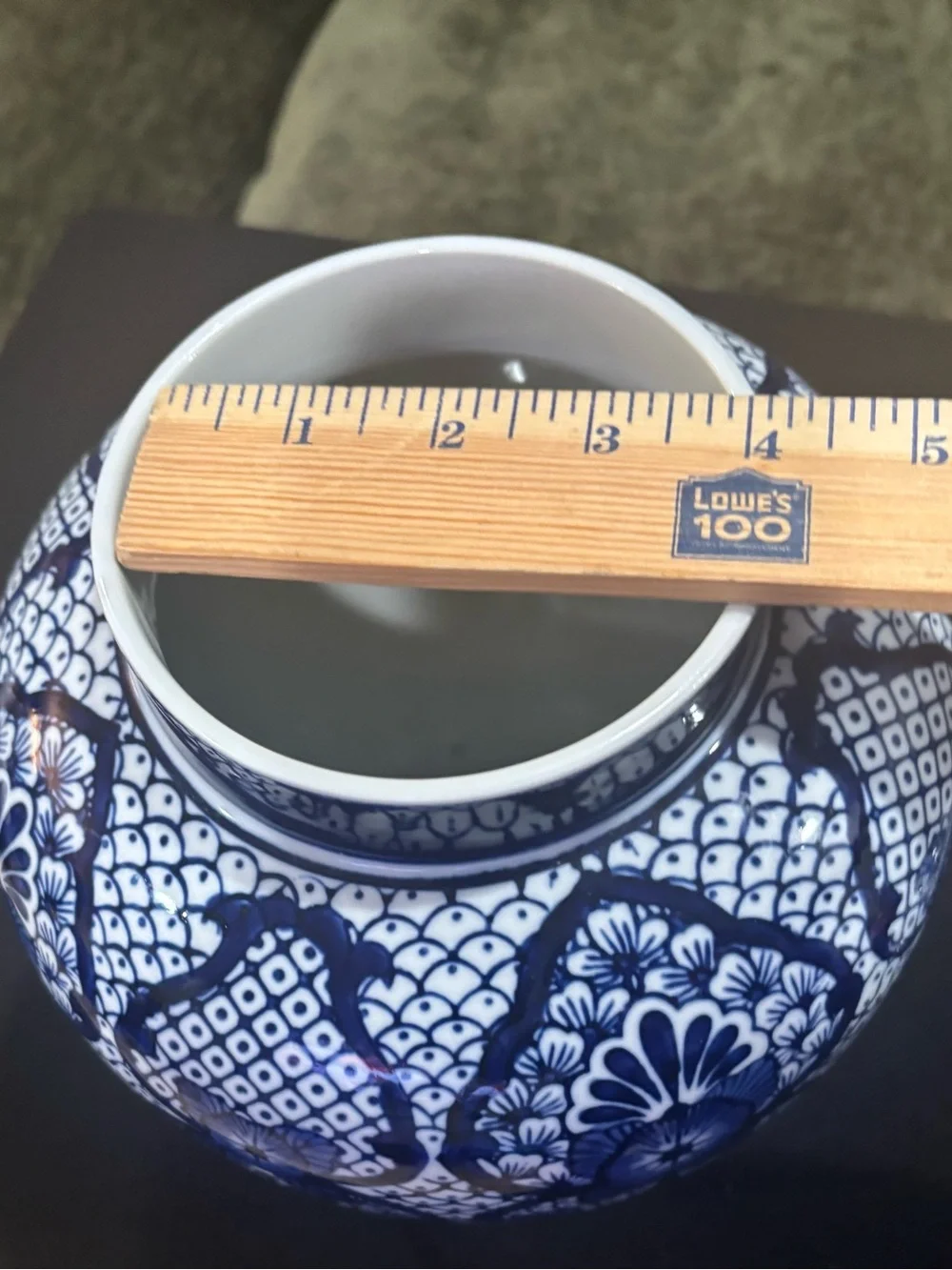 Pier 1 Imports Asian Inspired Blue And White Jar with Lid 14